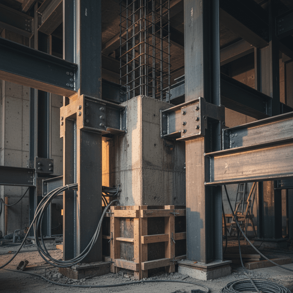 Structural elements and reinforcement work during renovation project